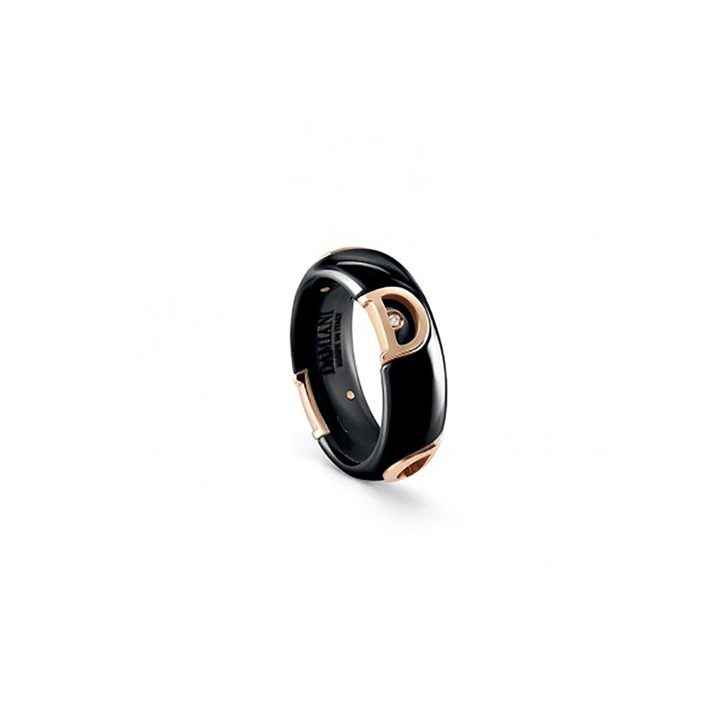 Anello Damiani in ceramica nera oro rosa e diamante ref. 20087245