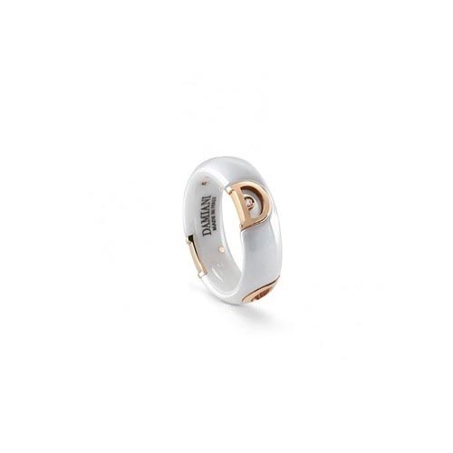 Anello Damiani in ceramica bianca oro rosa e diamante ref. 20087253