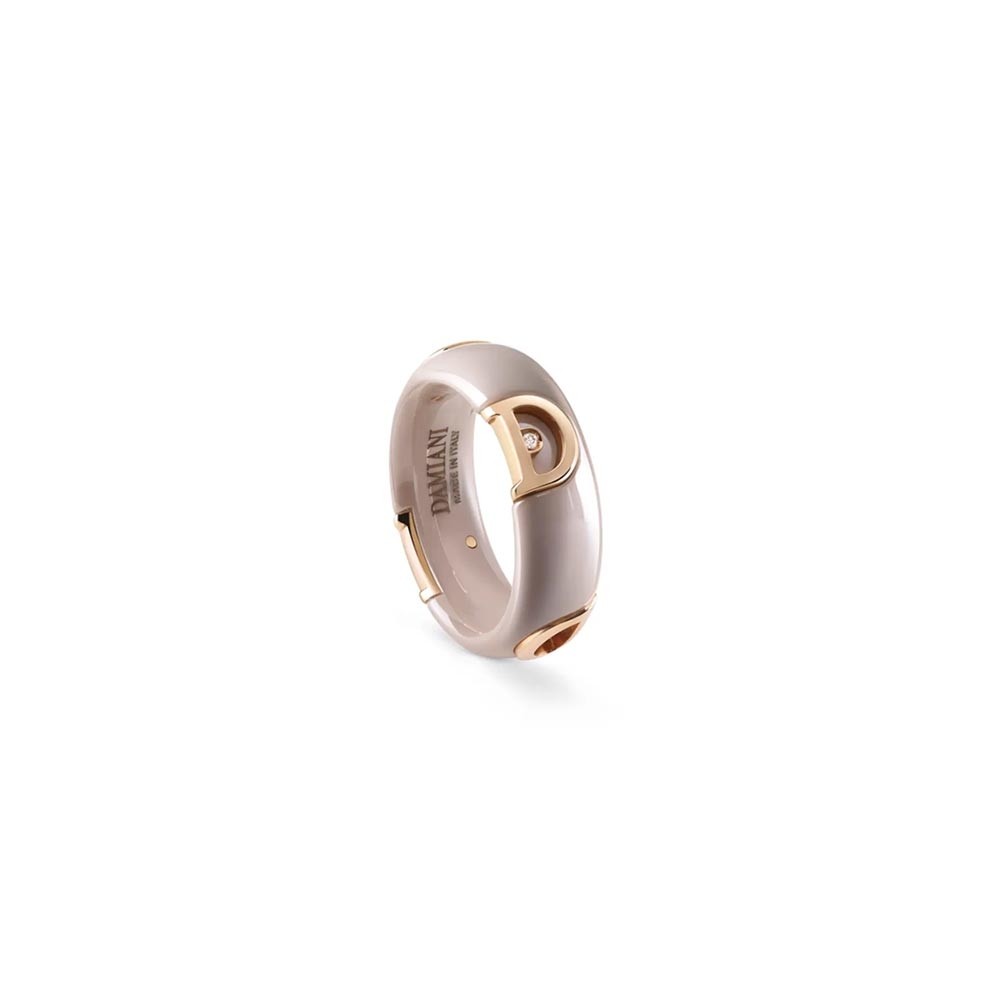 Anello Damiani in ceramica cappuccino oro rosa e diamante ref. 20087258