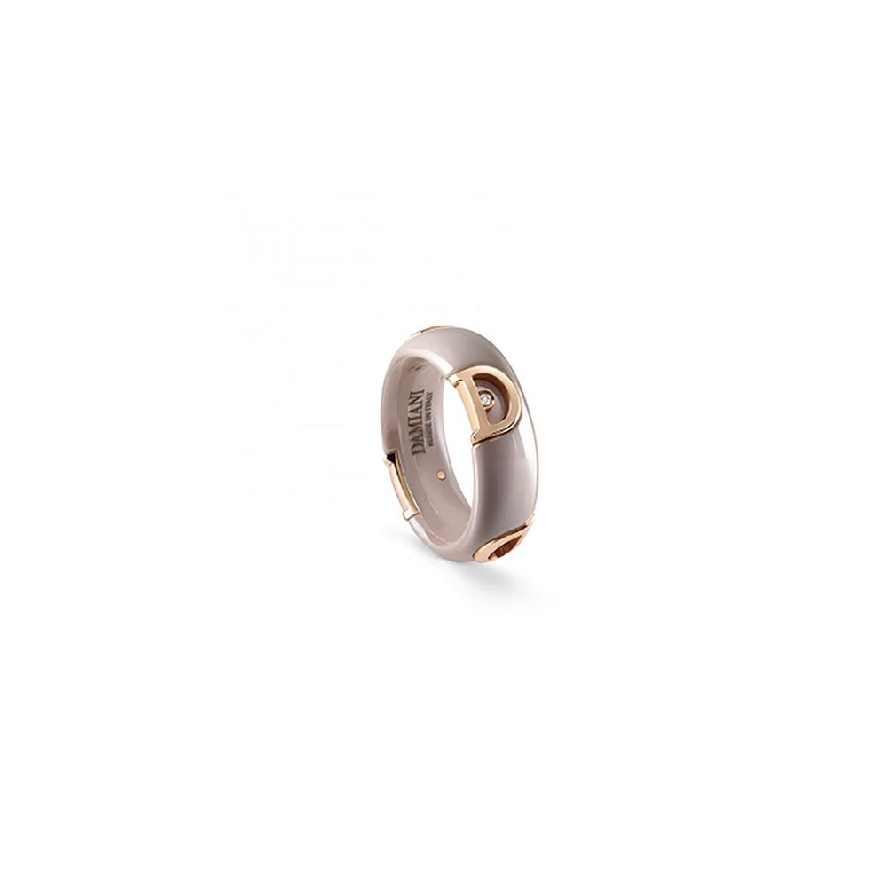 Anello Damiani in ceramica cappuccino oro rosa e diamante ref. 20087262