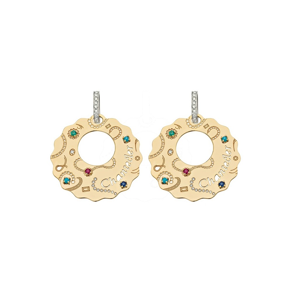 Orecchini Chantecler medi in oro giallo e pietre ref. 32101