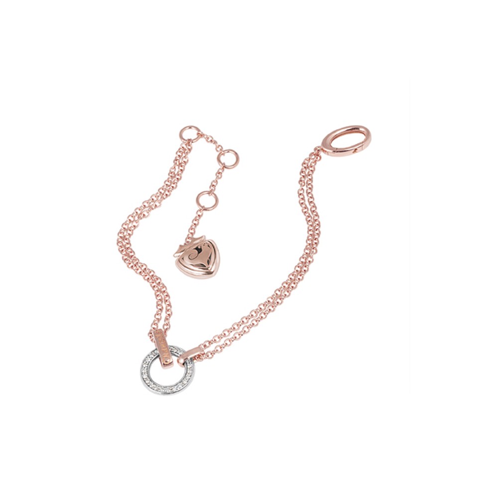 Bracciale 20 cm in oro rosa con cerchio in Diamanti bianchi e scudo traforato