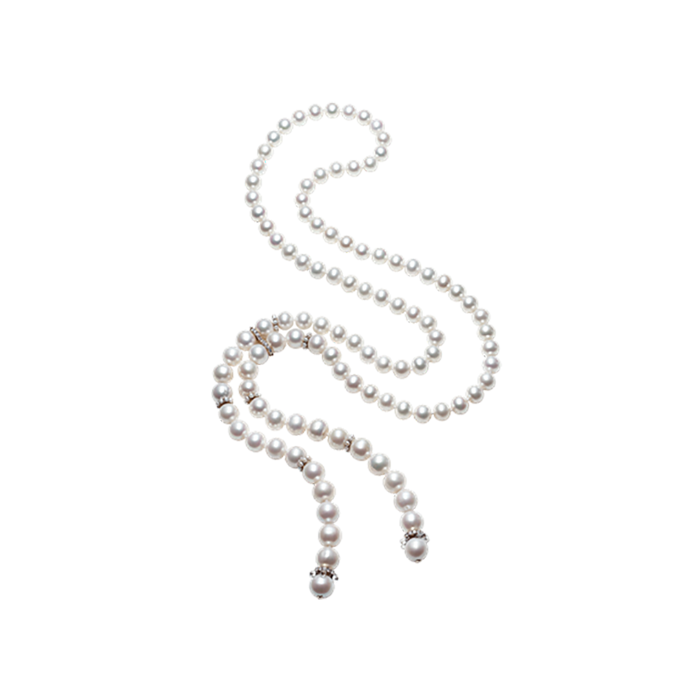 COLLANA A FRUSTA CHANTECLER IN PERLE FRESHWATER DIAMANTI E BRIOLETTE IN CRISTALLO DI ROCCA - CHERIE ref. 34839