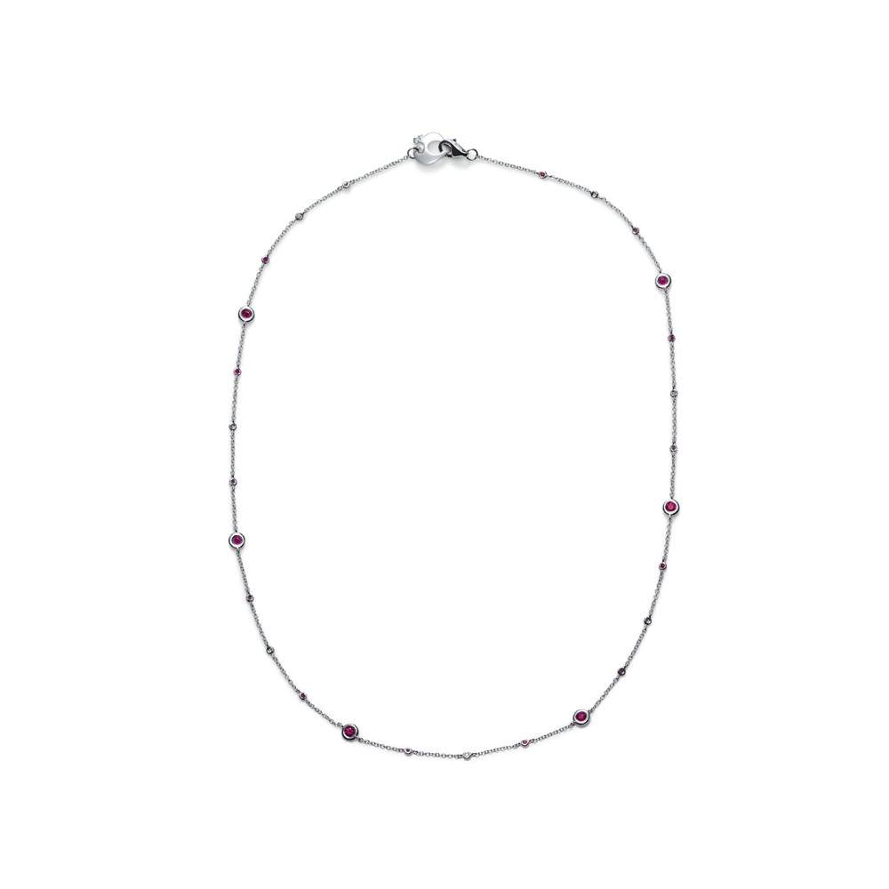 Collana Chantecler Capri oro bianco, diamanti bianchi e rubini