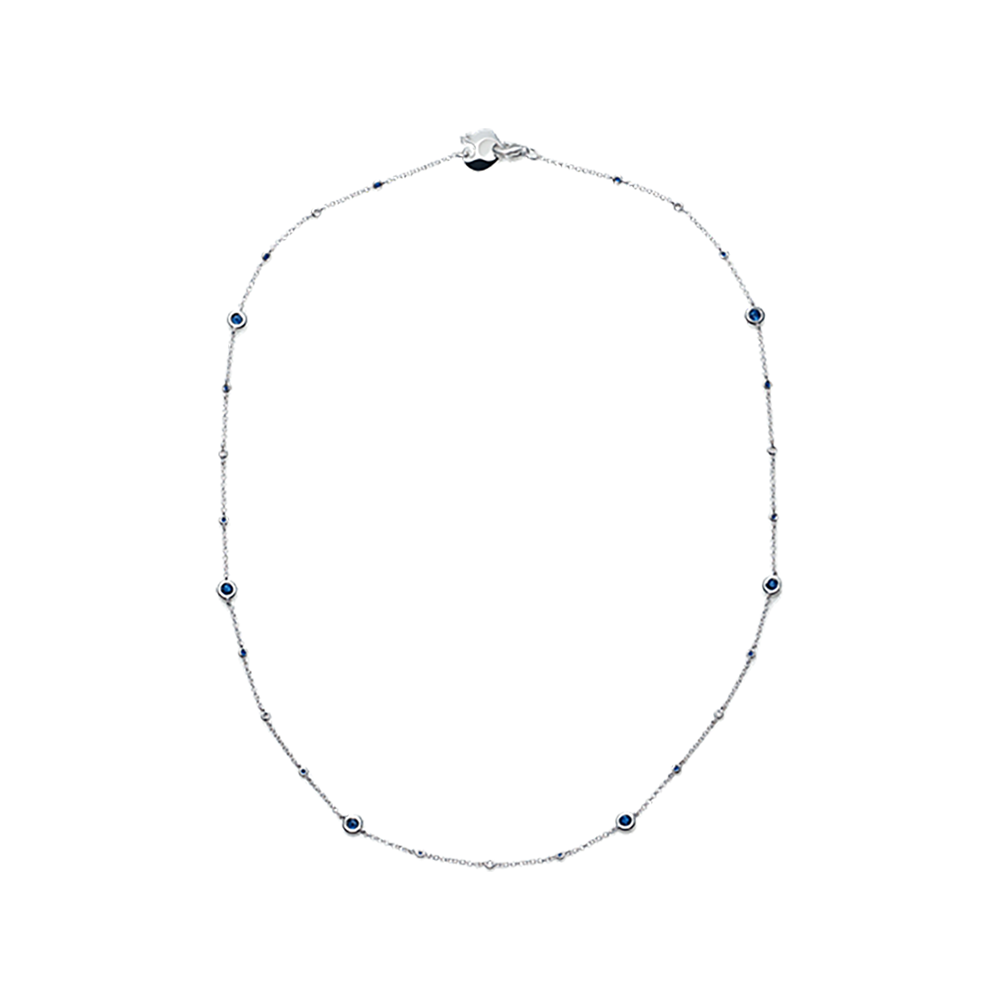 COLLANA CHANTECLER IN ORO BIANCO DIAMANTI BIANCHI E ZAFFIRI BLU - ACCESSORI IN ORO 18KT ref. 35122