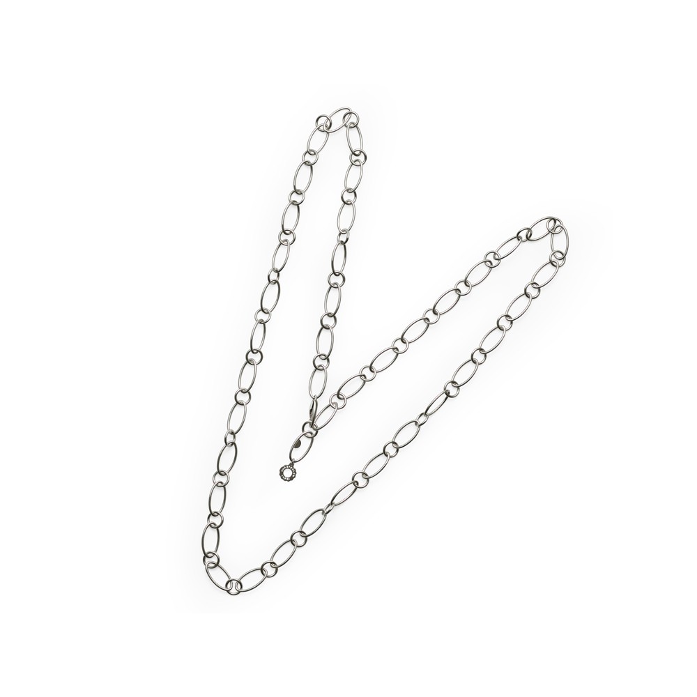 Collana 80 cm in argento maglie ovali e tonde 