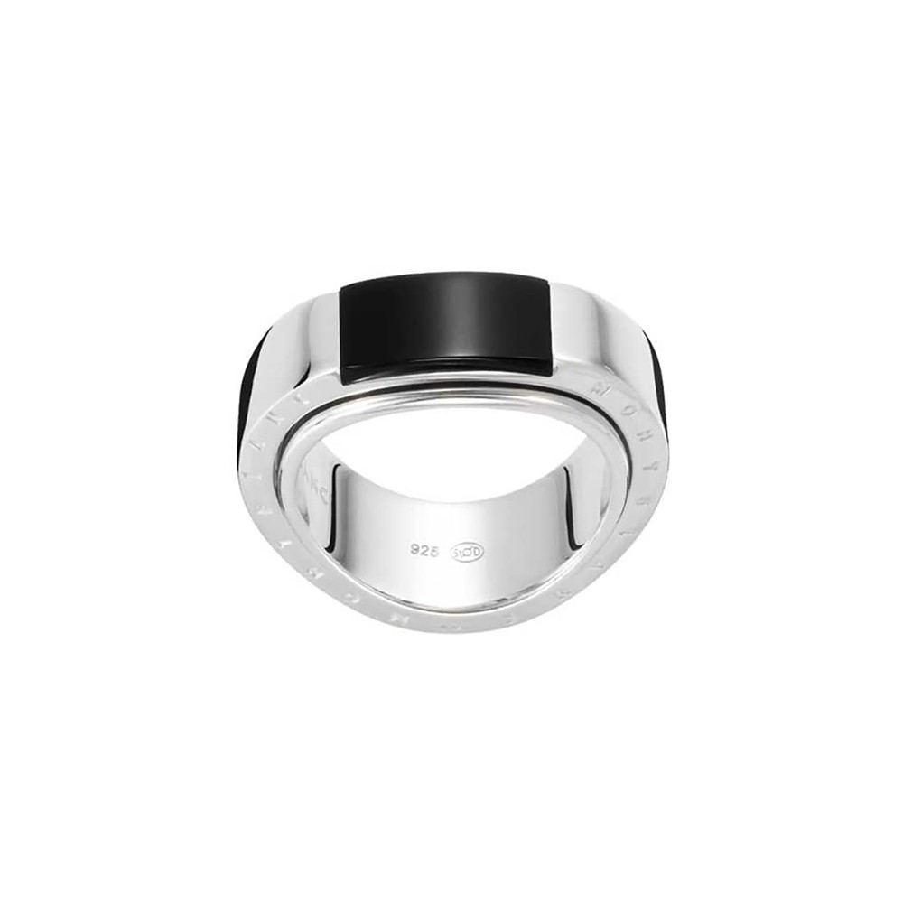 ANELLO MONTBLANC IN ARGENTO E RESINA NERA ref. 36210