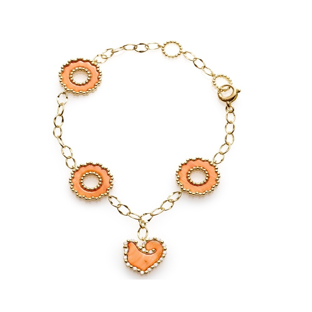 Bracciale Chantecler in oro giallo corallo salmone e diamanti ref. 37019