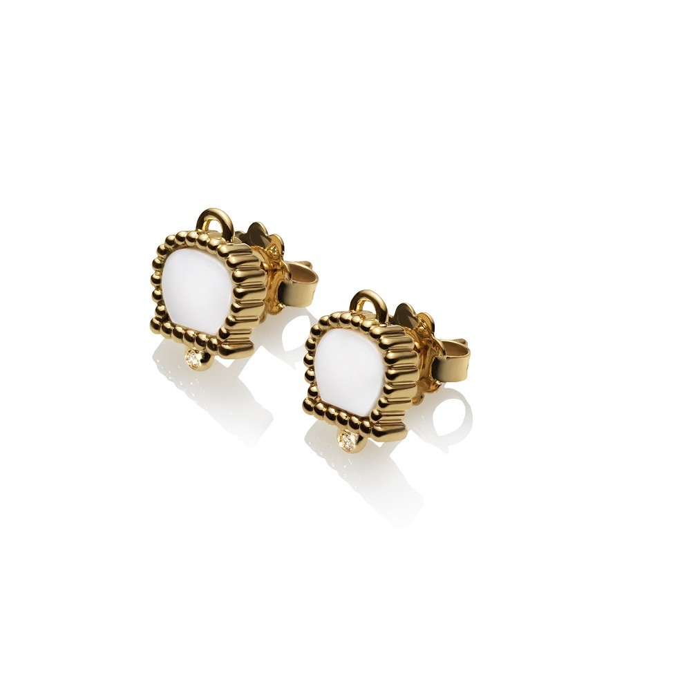 Orecchini a lobo con campanella micro Chantecler in oro kogolong e diamante ref. 37031