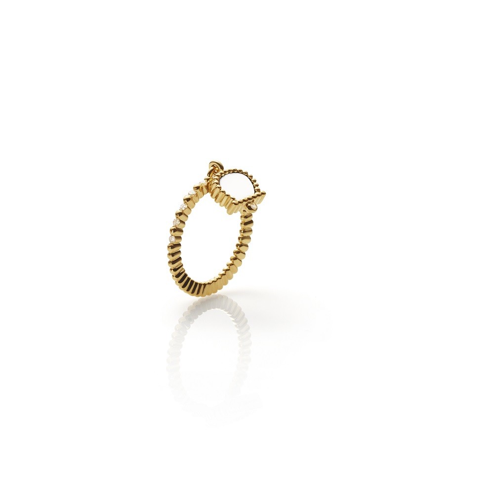 Anello con campane Chantecler in oro giallo e pietre preziose ref. 37075