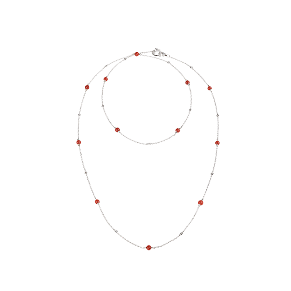 COLLANA TIFFANY CHANTECLER IN ORO BIANCO DIAMANTI BIANCHI E CORALLO ROSSO - ACCESSORI IN ORO 18KT ref. 38718