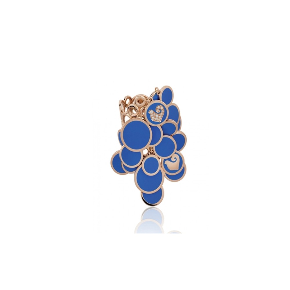 ANELLO A CASCATA CHANTECLER IN ORO ROSA SMALTO BLU E DIAMANTI - PAILLETTES ref. 38897