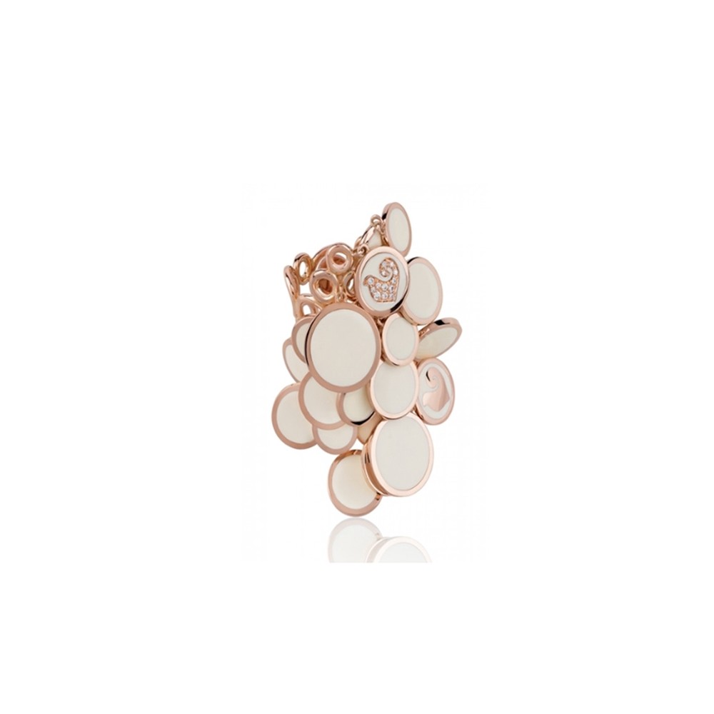 ANELLO A CASCATA CHANTECLER IN ORO ROSA SMALTO BIANCO E DIAMANTI - PAILLETTES ref. 38898