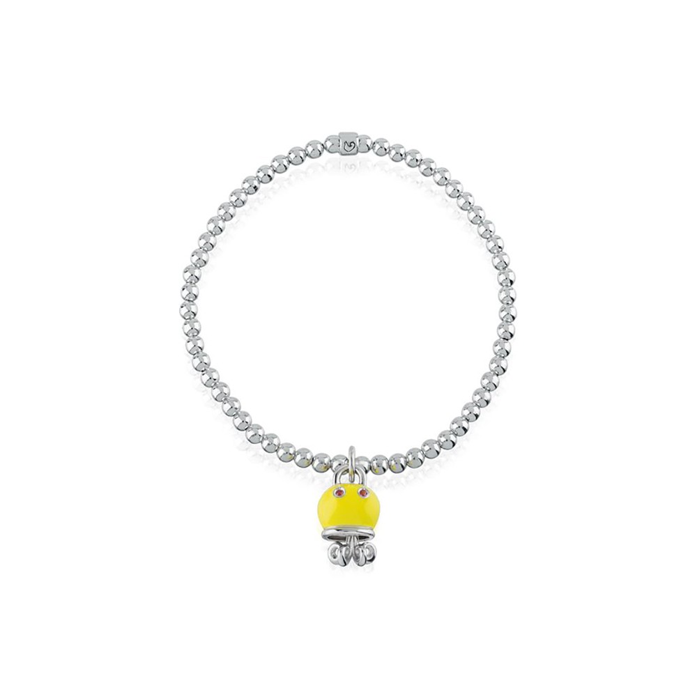 Bracciale elastico con campanella polipo micro Chantecler in argento smalto e zaffiro ref. 39021 L