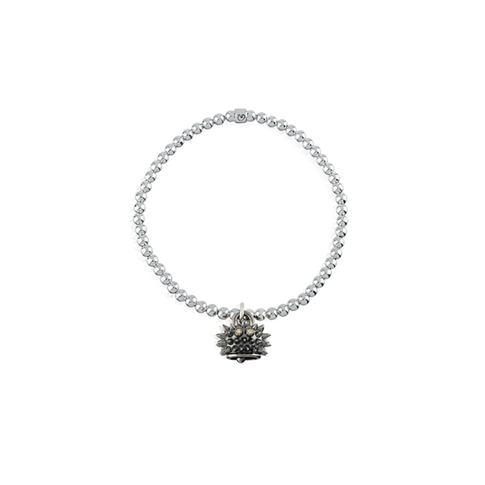Bracciale elastico con campanella riccio micro Chantecler in argento e diamanti ref. 39022 L