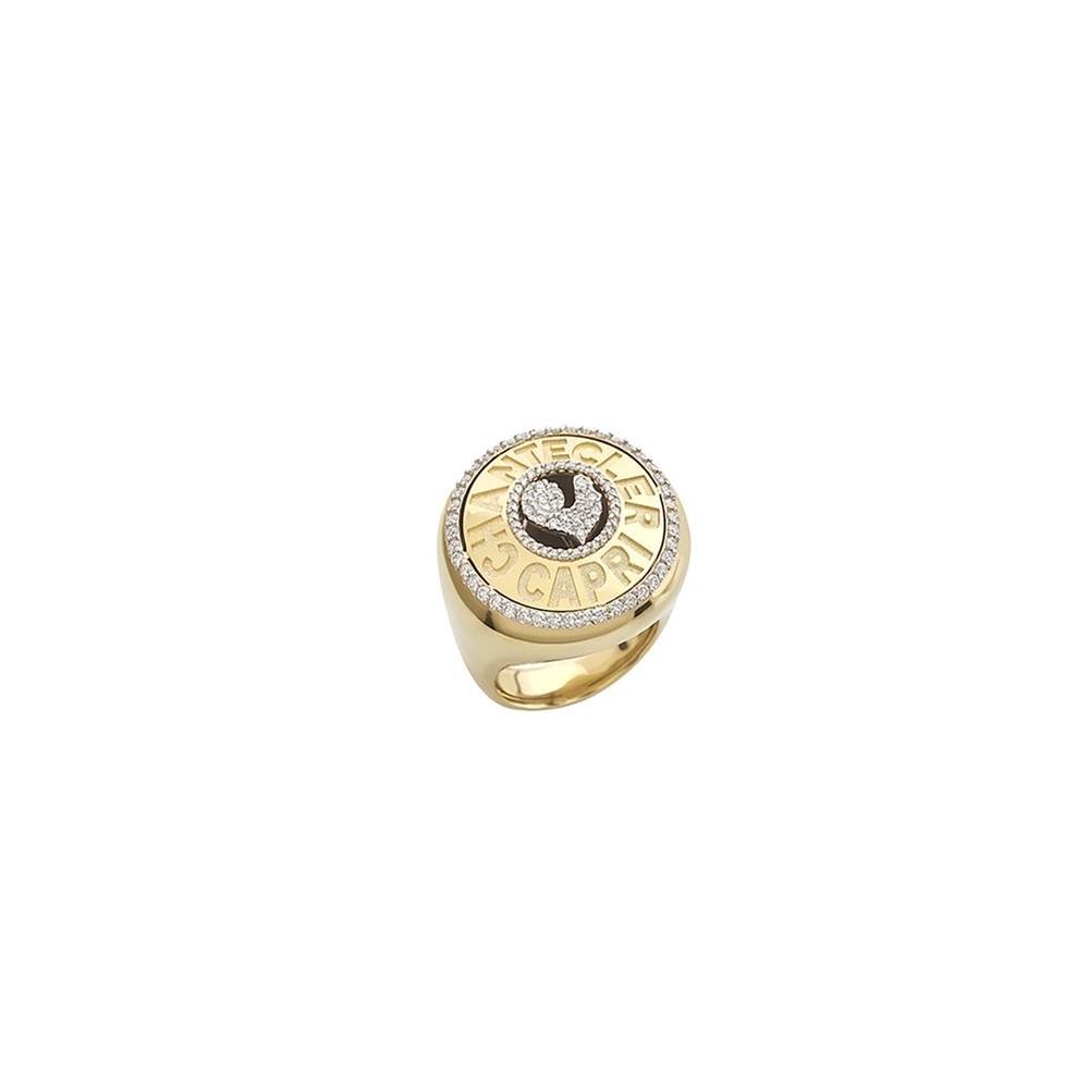 ANELLO CHANTECLER IN ORO GIALLO E DIAMANTI - LOGO ref. 40742