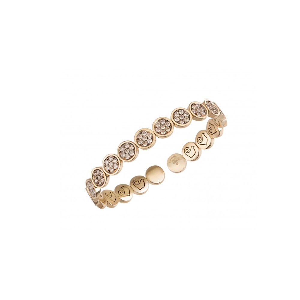 BRACCIALE RIGIDO CHANTECLER IN ORO ROSA E DIAMANTI CHAMPAGNE - PAILLETTES ref. 41278