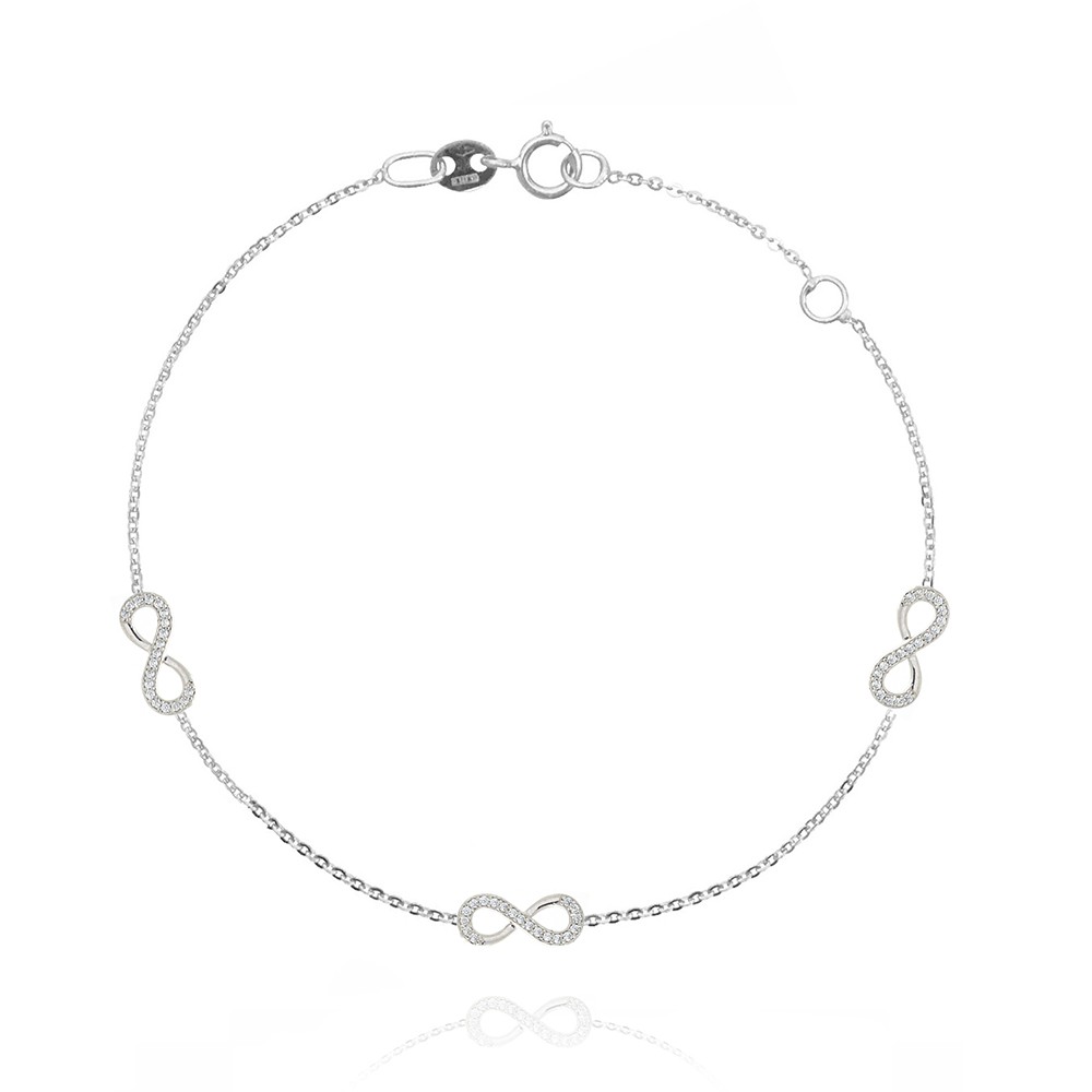 BRACCIALE  colore Bianco con zirconi Simbolo:  INFINITO "Il sentimento che non conosce fine"