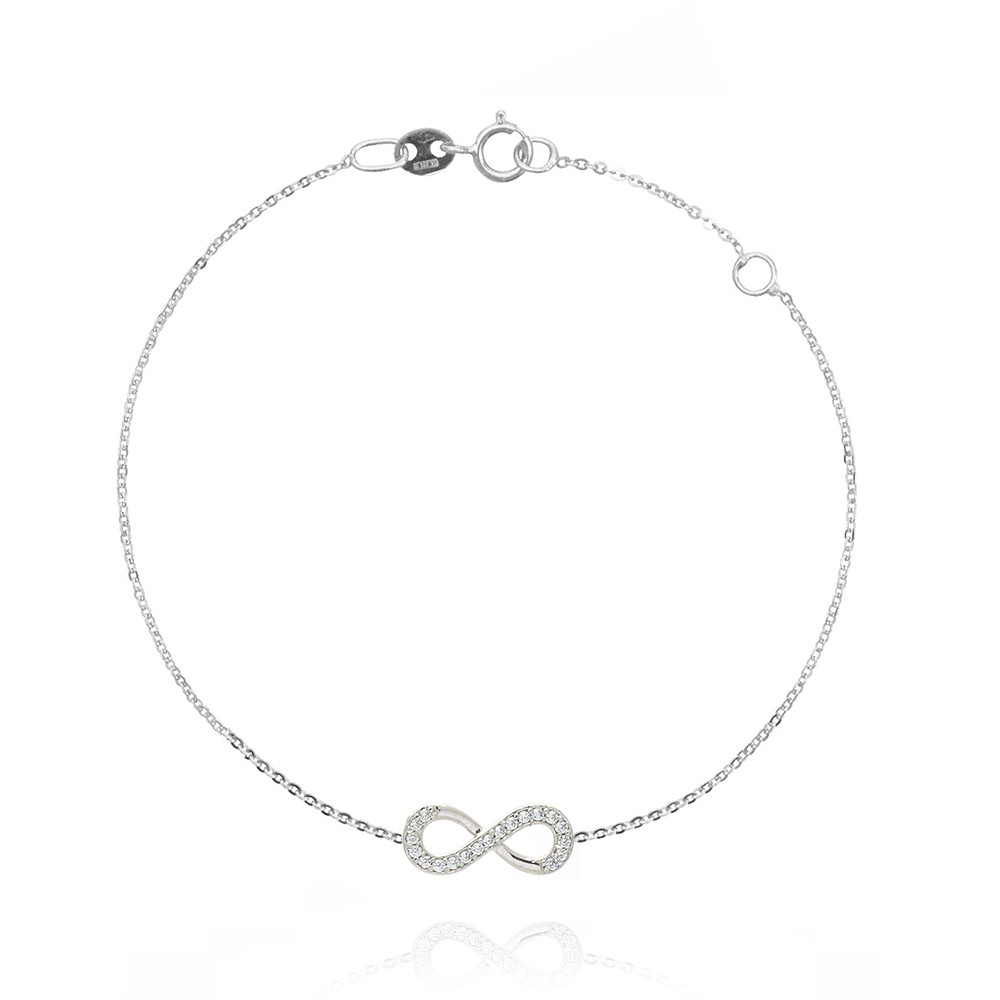 BRACCIALE  colore Bianco con zirconi Simbolo:  INFINITO "Il sentimento che non conosce fine"