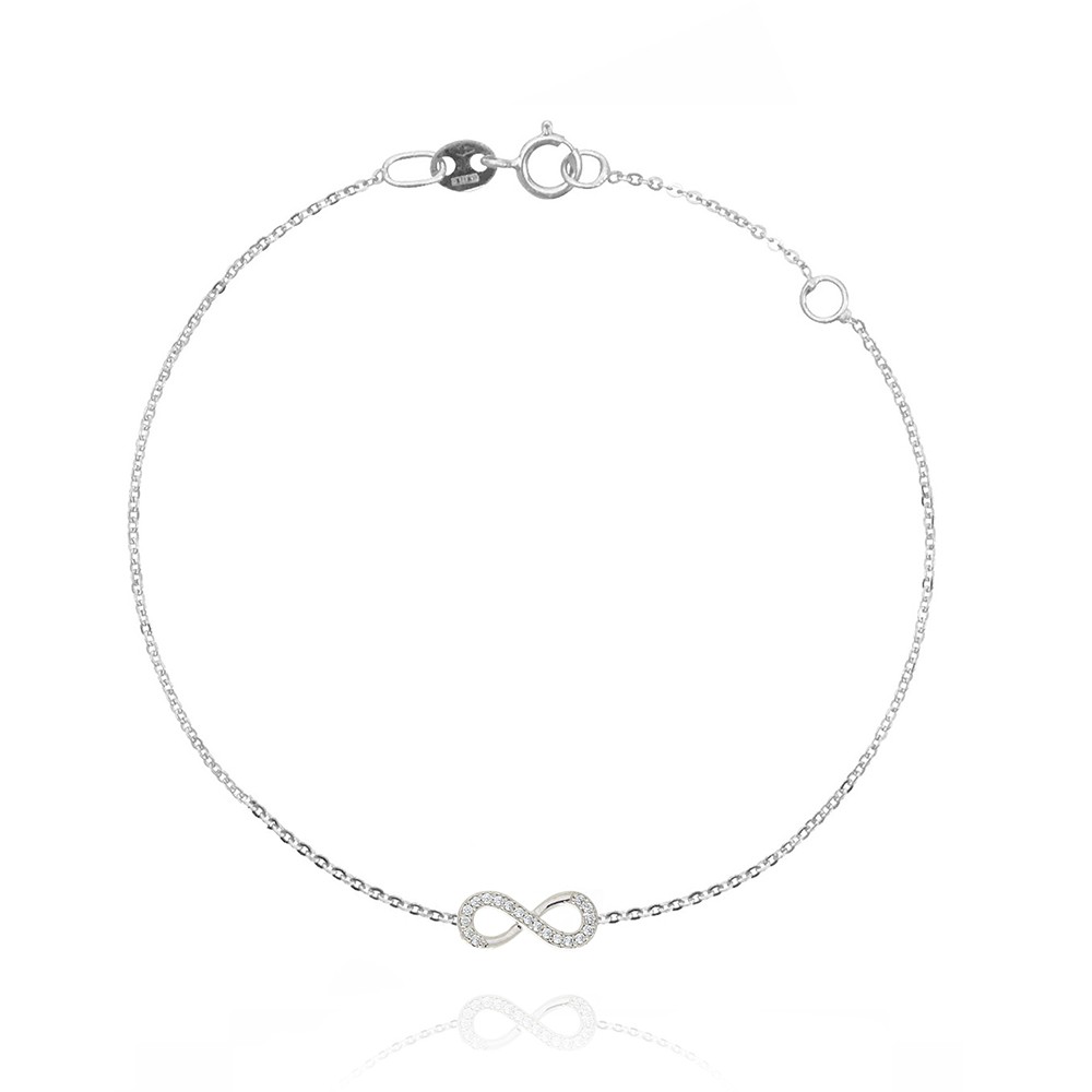 BRACCIALE  colore Bianco con zirconi Simbolo:  INFINITO "Il sentimento che non conosce fine"