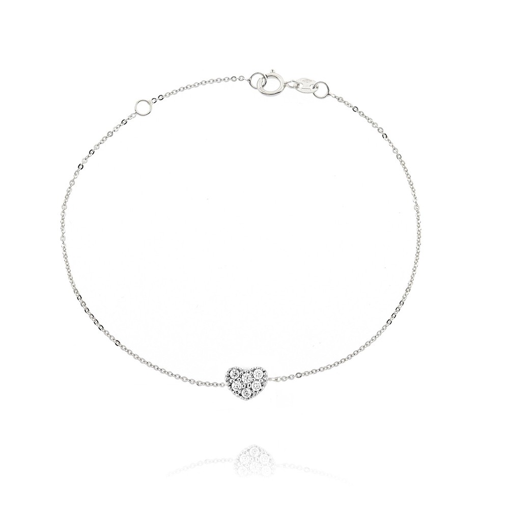 BRACCIALE  colore Bianco con zirconi Simbolo:  CUORE "La tenerezza racchiusa nel Cuore"