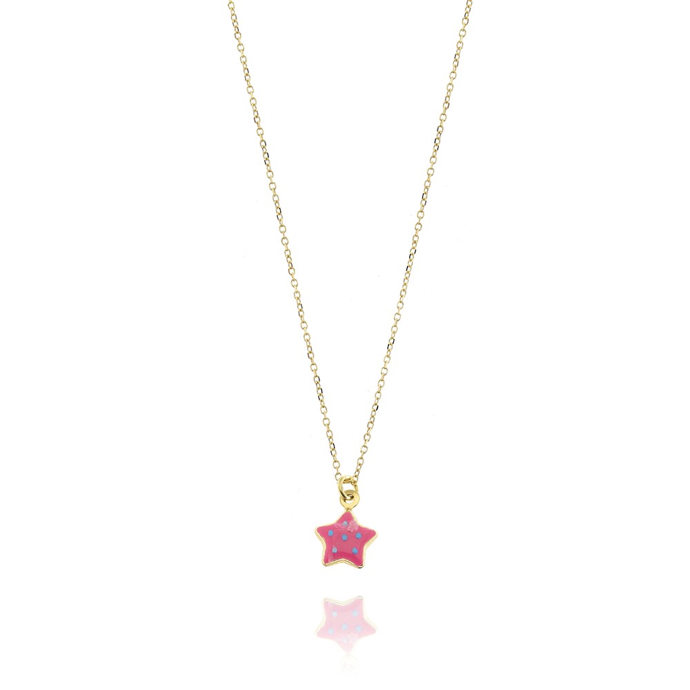 COLLANA  colore Giallo, smalto dipinto a mano da Maestri Orafi,?brevettato?e anallergico. Simbolo:  STELLA "La gioia radiante della Vita"