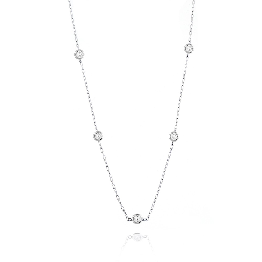 COLLANA  colore Bianco con zirconi Simbolo:  LUCE "Risplende negli occhi di chi ? felice"