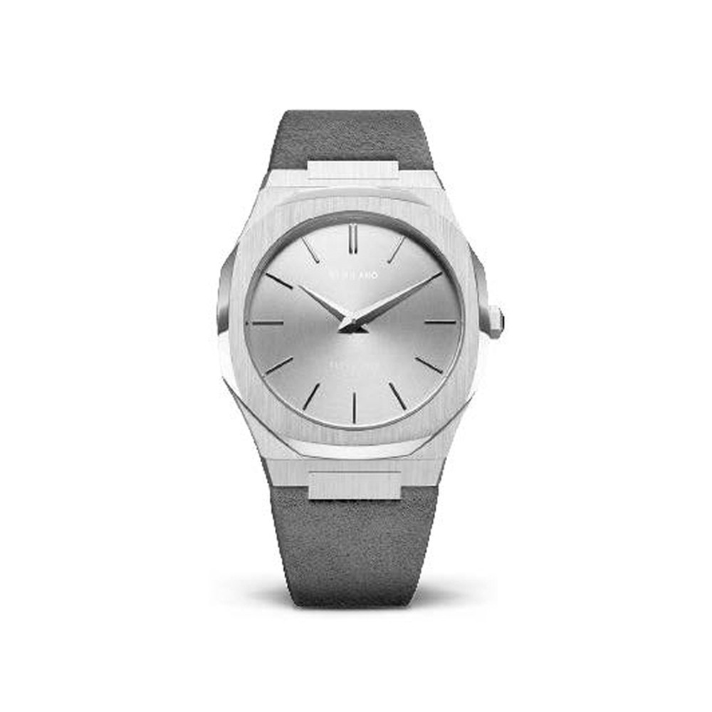 ULTRA THIN CASSA 38 ACCIAIO CINT CAMOSCIO GRIGIO MILANO