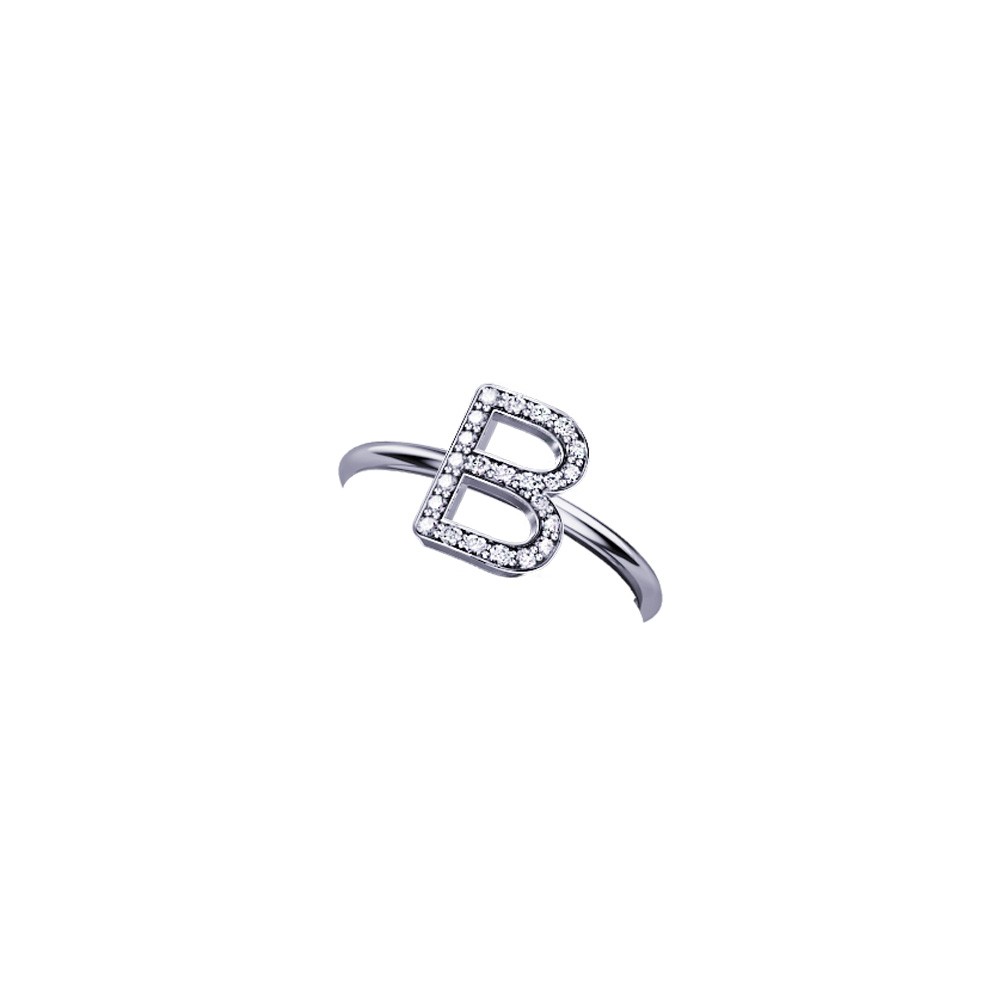 ELEMENTO ANELLO LETTERA B IN ORO BIANCO E DIAMANTI