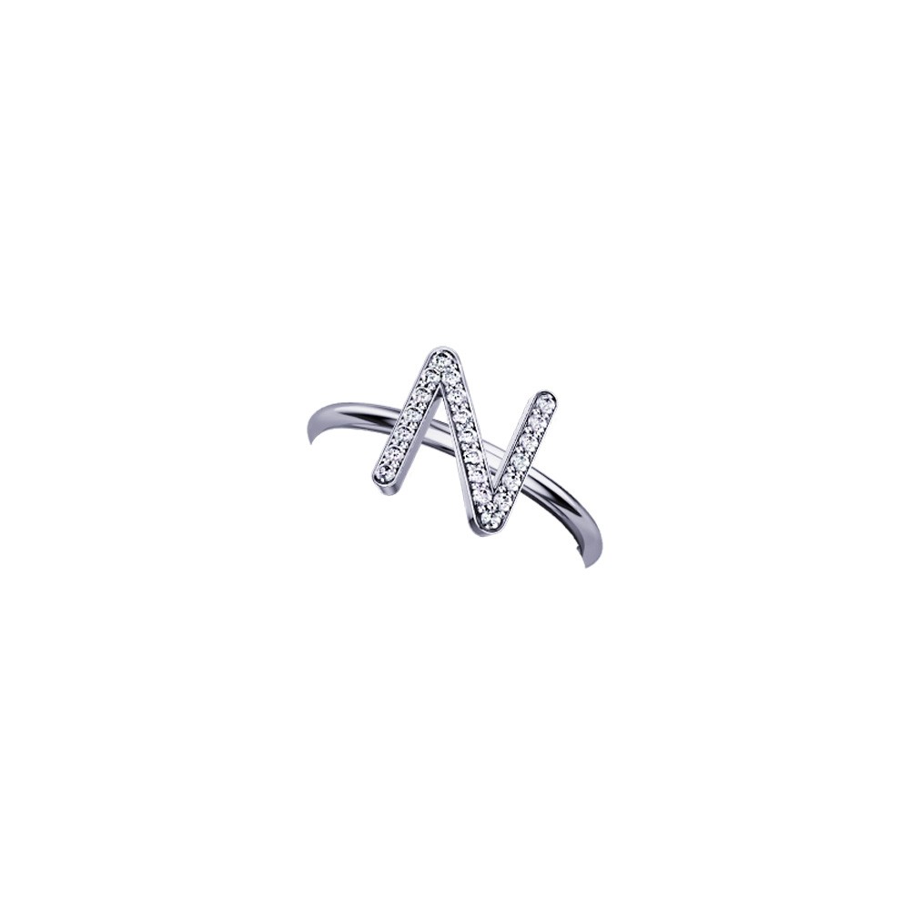 ELEMENTO ANELLO LETTERA N IN ORO BIANCO E DIAMANTI