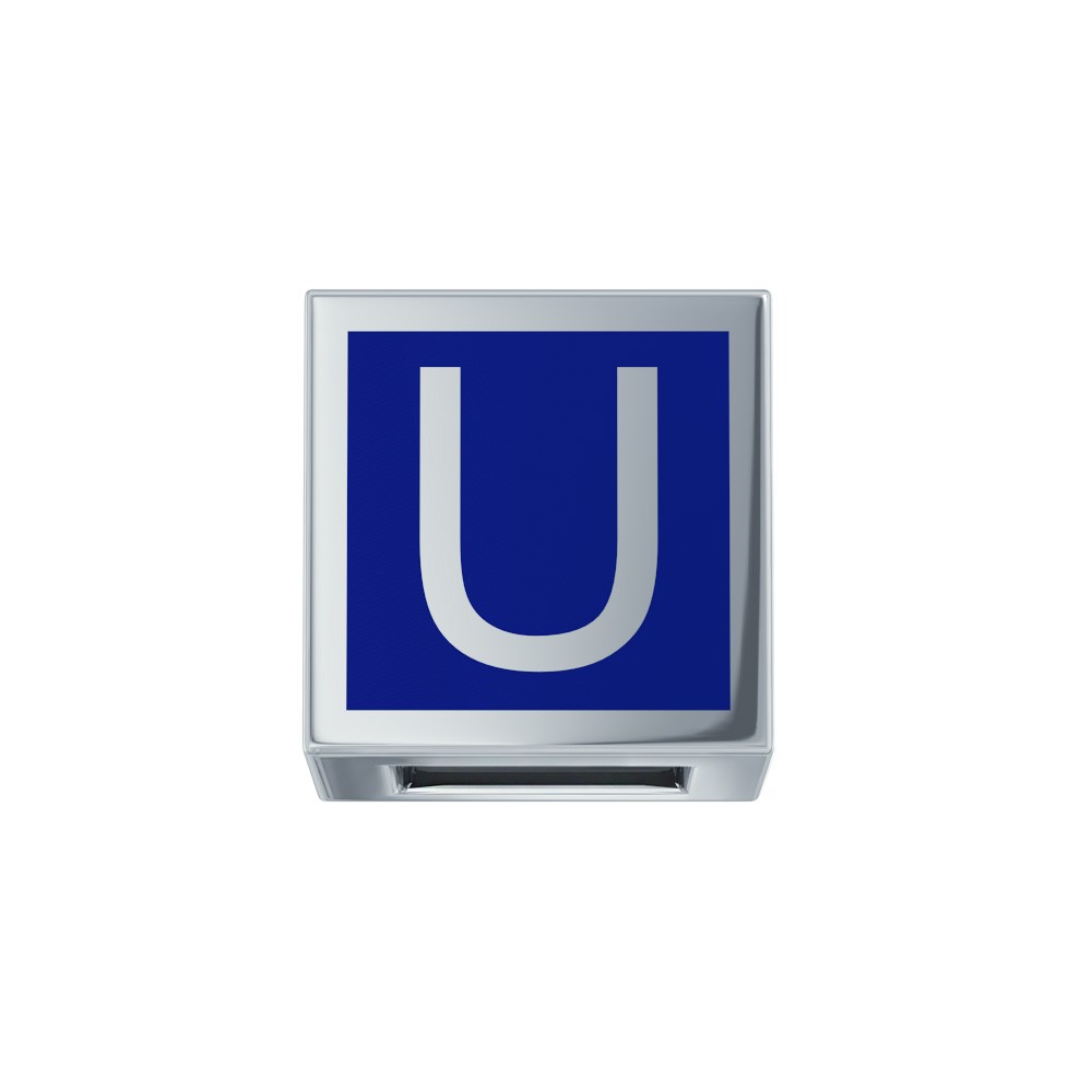 ELEMENTO LETTERA  ORO BIANCO E SMALTO BLU