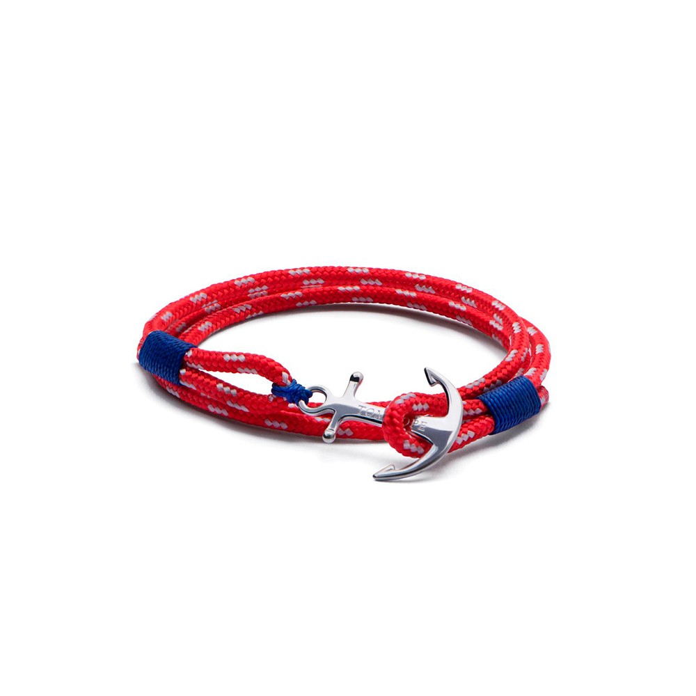 cordino rosso/blu, ancora argento sterling