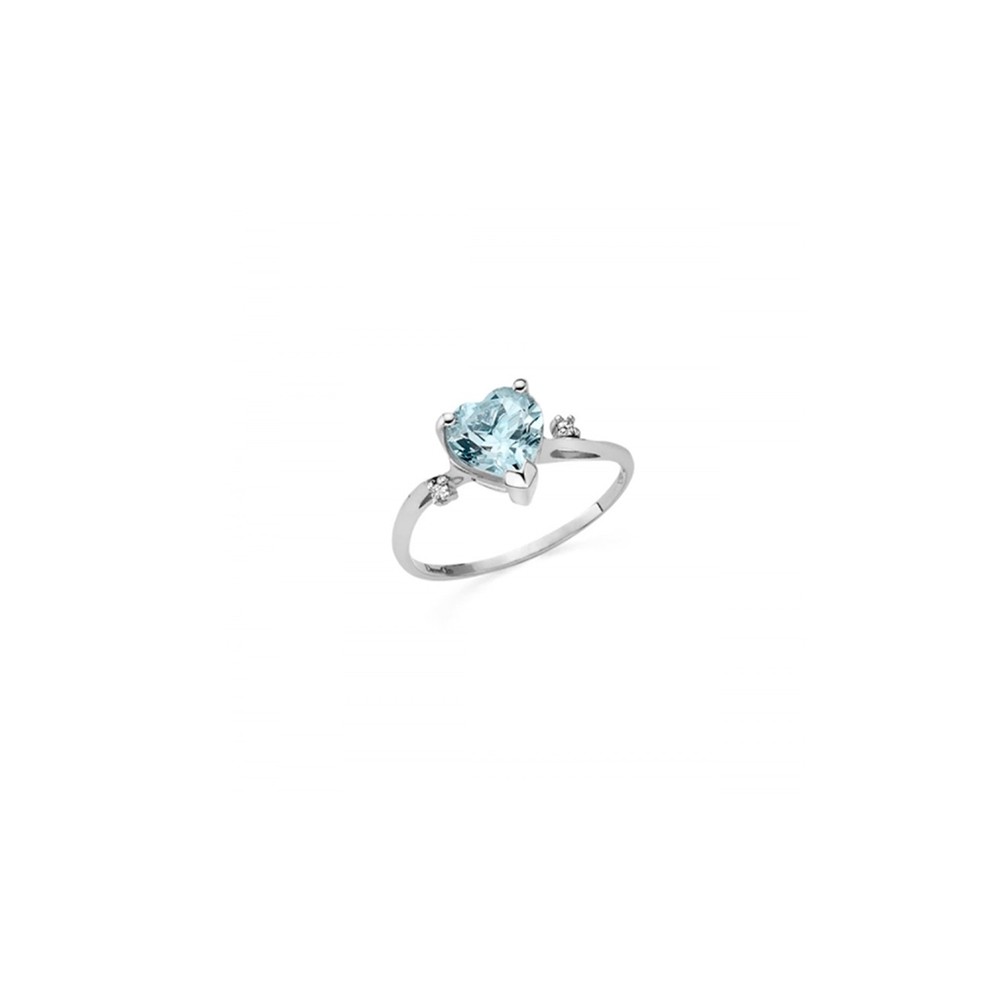 ANELLO DONNA ORO LUCE ACQUAMARINA CUORE E DIAMANTI ref. DHAA7194.003