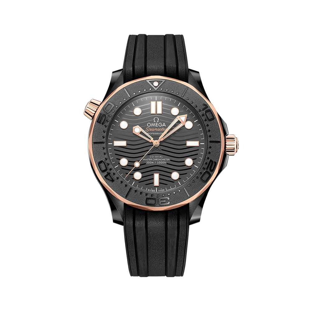 SEAMASTER DIVER 300M CO‑AXIAL MASTER CHRONOMETER 43,5 MM Ceramica nera su Cinturino in caucciù ref. 210.62.44.20.01.001