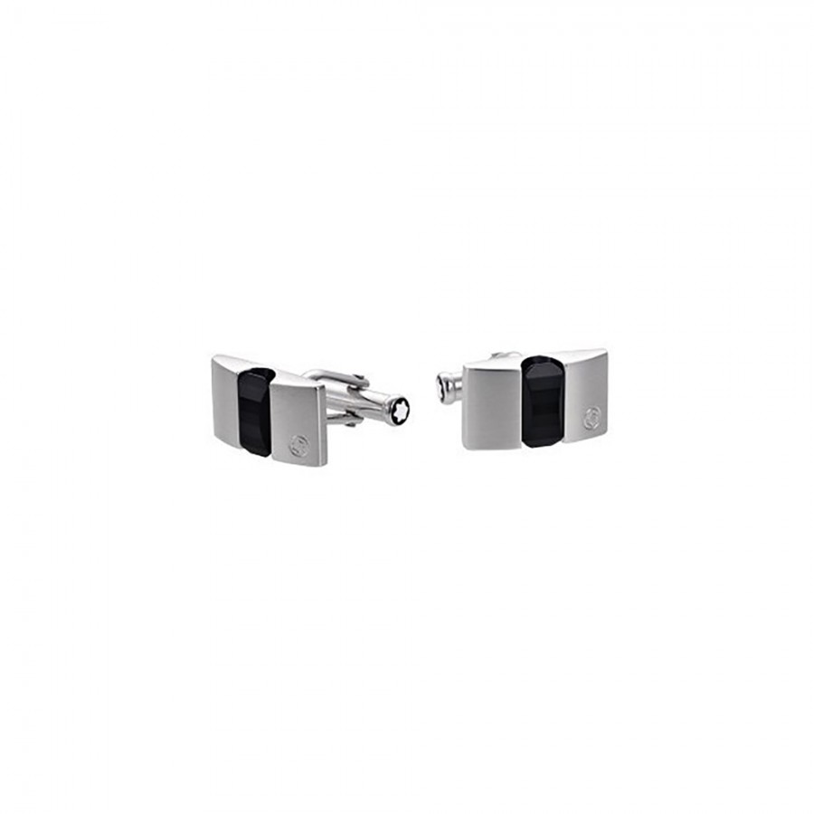 GEMELLI RETTANGOLARI MONTBLANC IN ARGENTO STERLING E ONICE NERO MEISTERSTÜCK ref. 101394