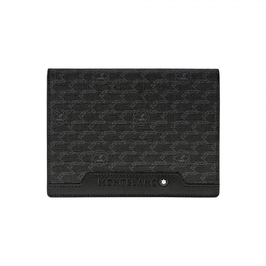 PORTA PASSAPORTO MONTBLANC IN CUOIO NERO E TESSUTO NERO NIGHTFLIGHT ref. 107237