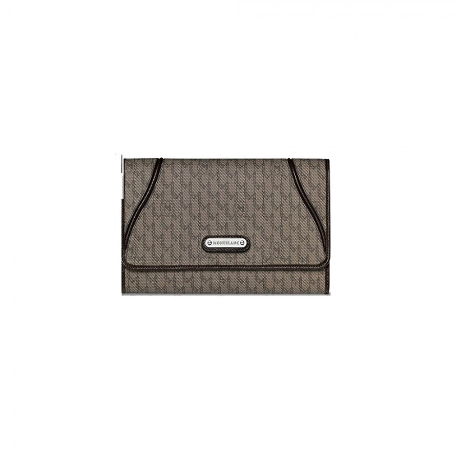 PORTAFOGLIO MONTBLANC IN PELLE MARRONE E TESSUTO MOCHA NIGHTFLIGHT LADIES ref. 107838