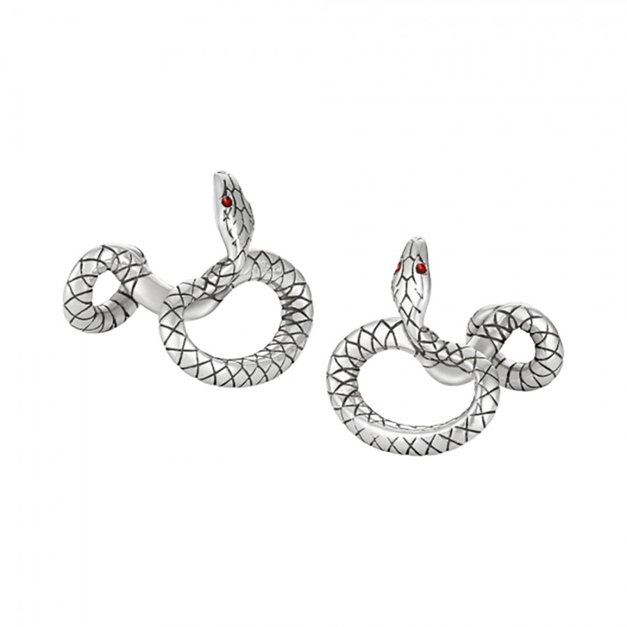 GEMELLI SERPENTE MONTBLANC IN ARGENTO STERLING E LACCA ROSSA HERITAGE ref. 114752
