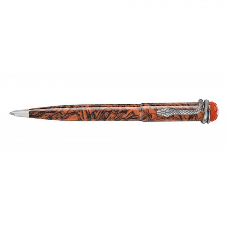 PENNA A SFERA MONTBLANC IN RESINA PREGIATA ROSSO MARMORIZZATO HERITAGE ref. 119854