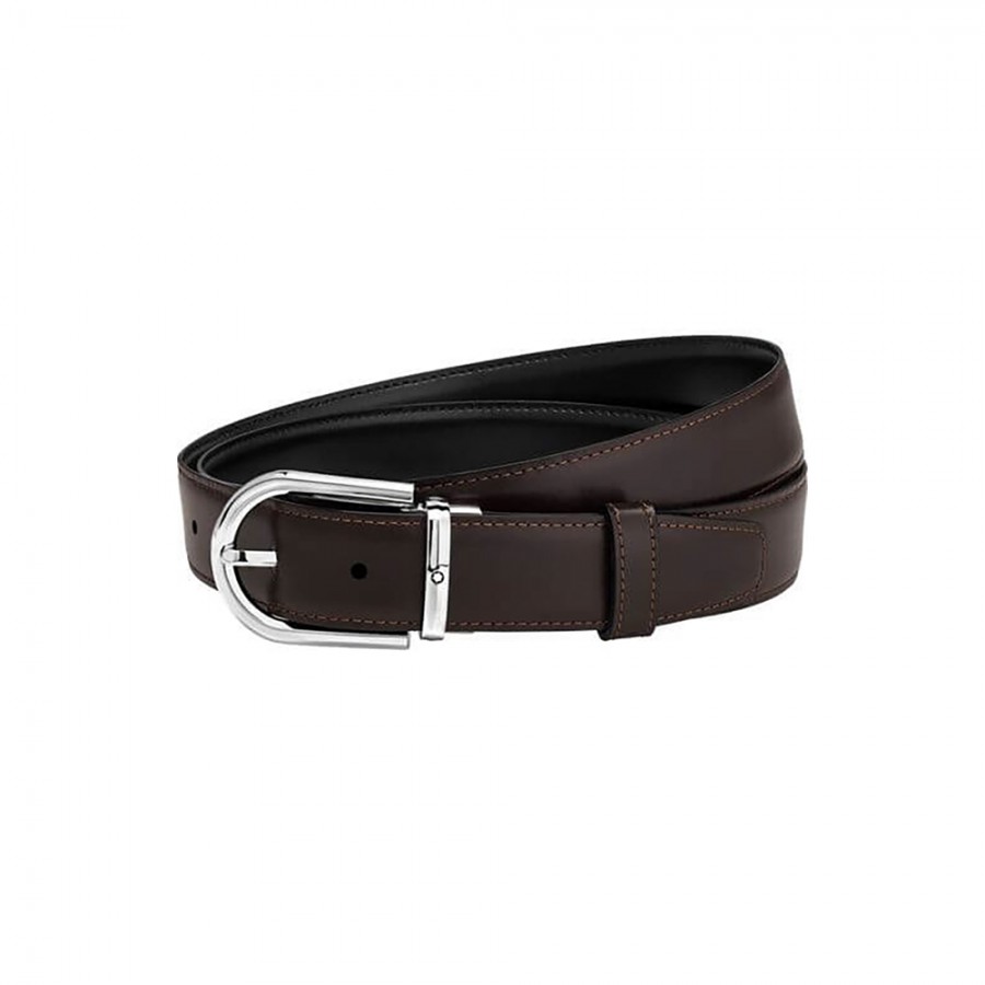 CINTURA REVERSIBILE MONTBLANC IN PELLE NERA E MARRONE ref. 123890