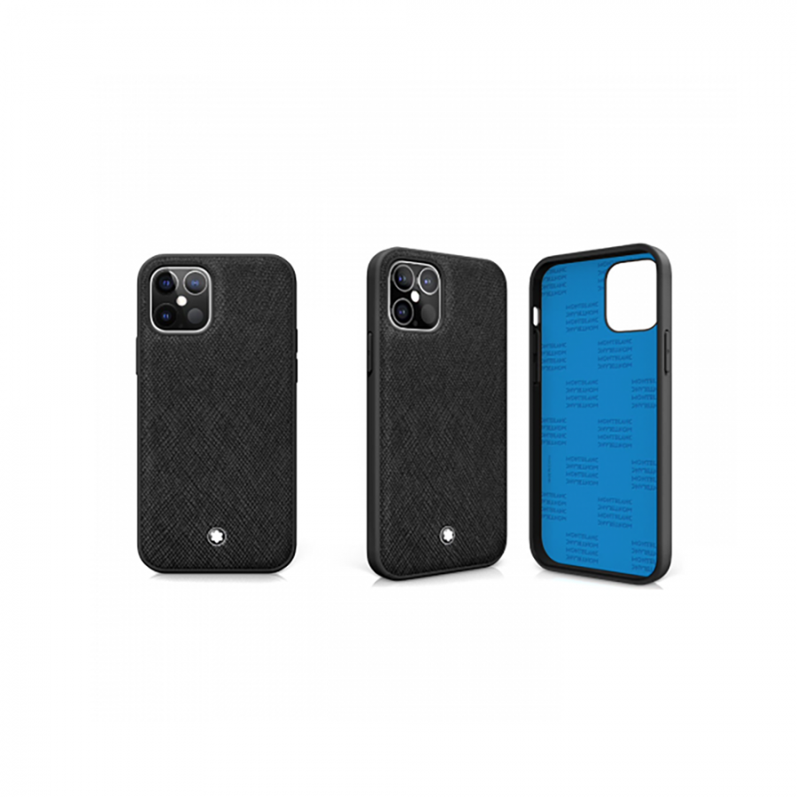 CUSTODIA RIGIDA PER IPHONE 12 E 12 PRO MONTBLANC IN PELLE NERA - SARTORIAL ref. 128650