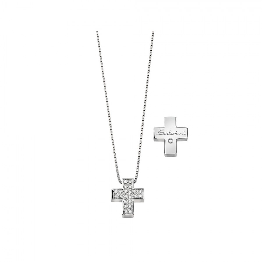 Collana croce Salvini in oro bianco con diamanti ref. 20067605