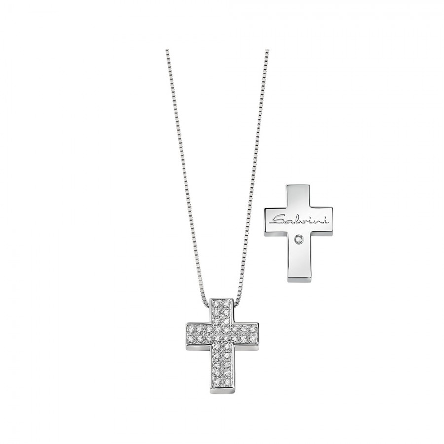 Collana croce Salvini in oro bianco con diamanti ref. 20067606