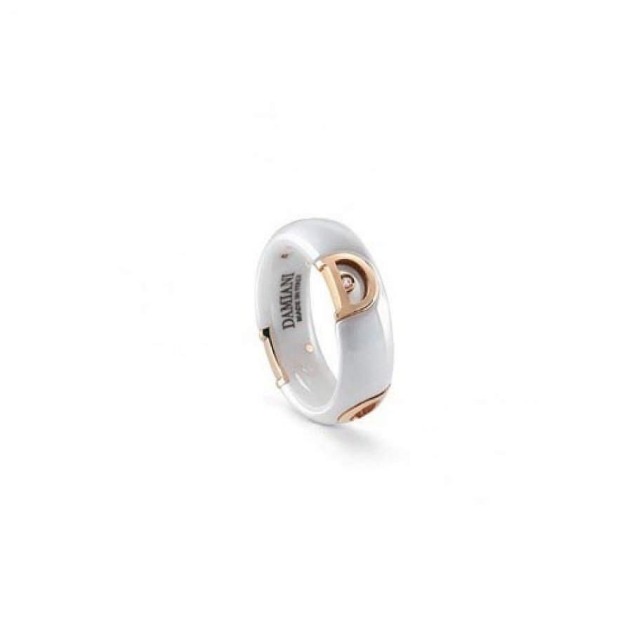 Anello Damiani in ceramica bianca oro rosa e diamante ref. 20087250