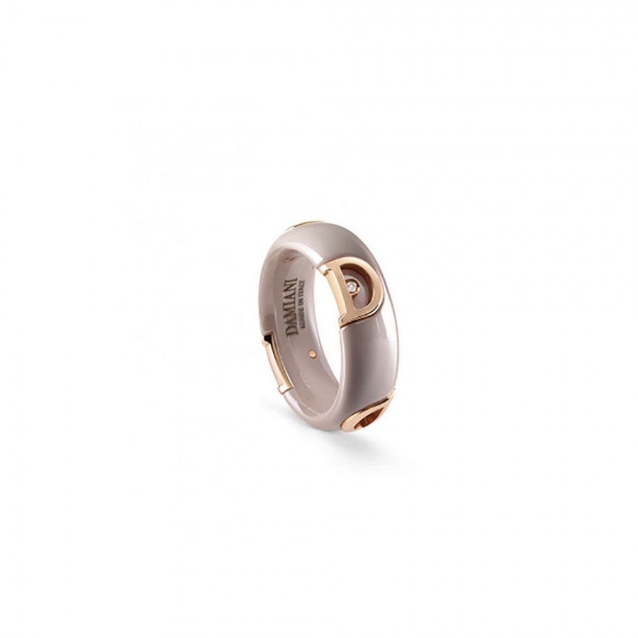 Anello Damiani in ceramica cappuccino oro rosa e diamante ref. 20087263