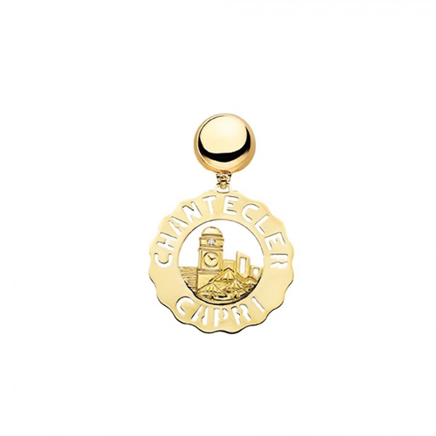 Orecchino Chantecler Logo Piazzetta grande in oro giallo e diamante ref. 23186