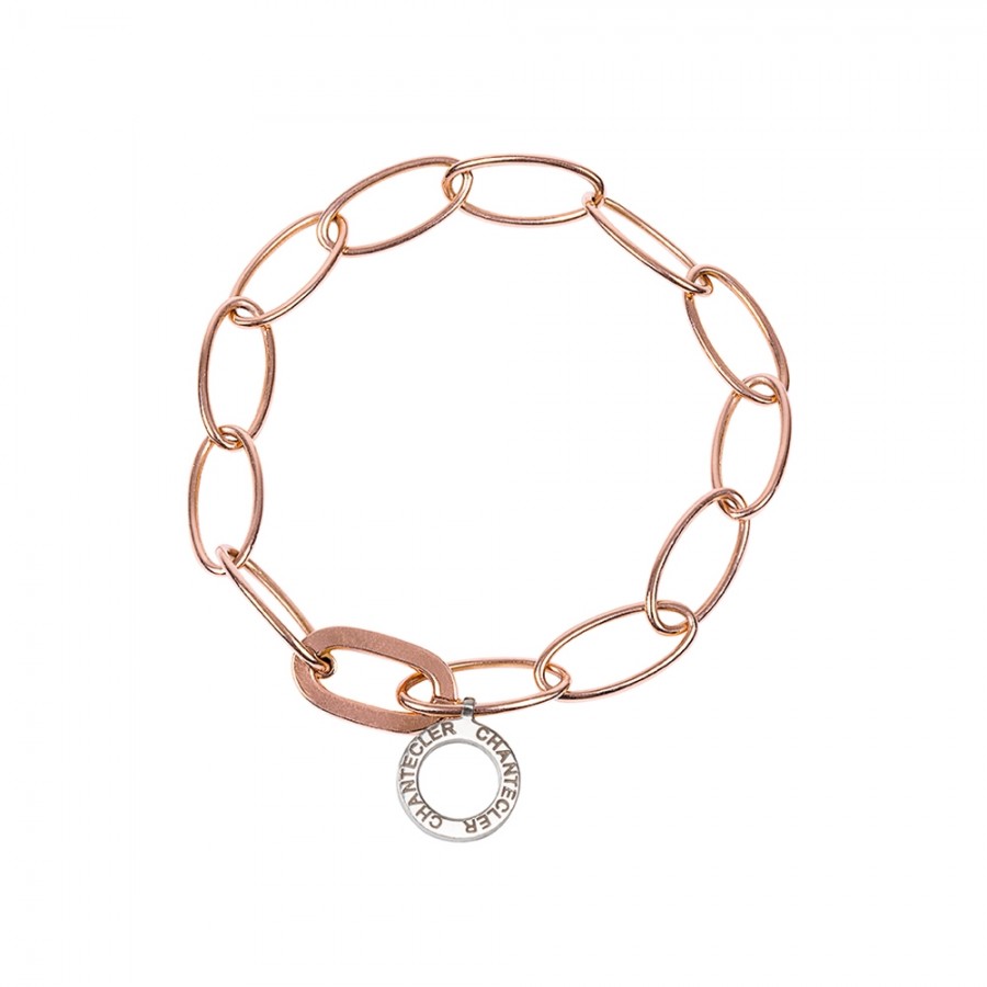 Bracciale a maglie ovali Chantecler in oro rosa con logo ref. 26858