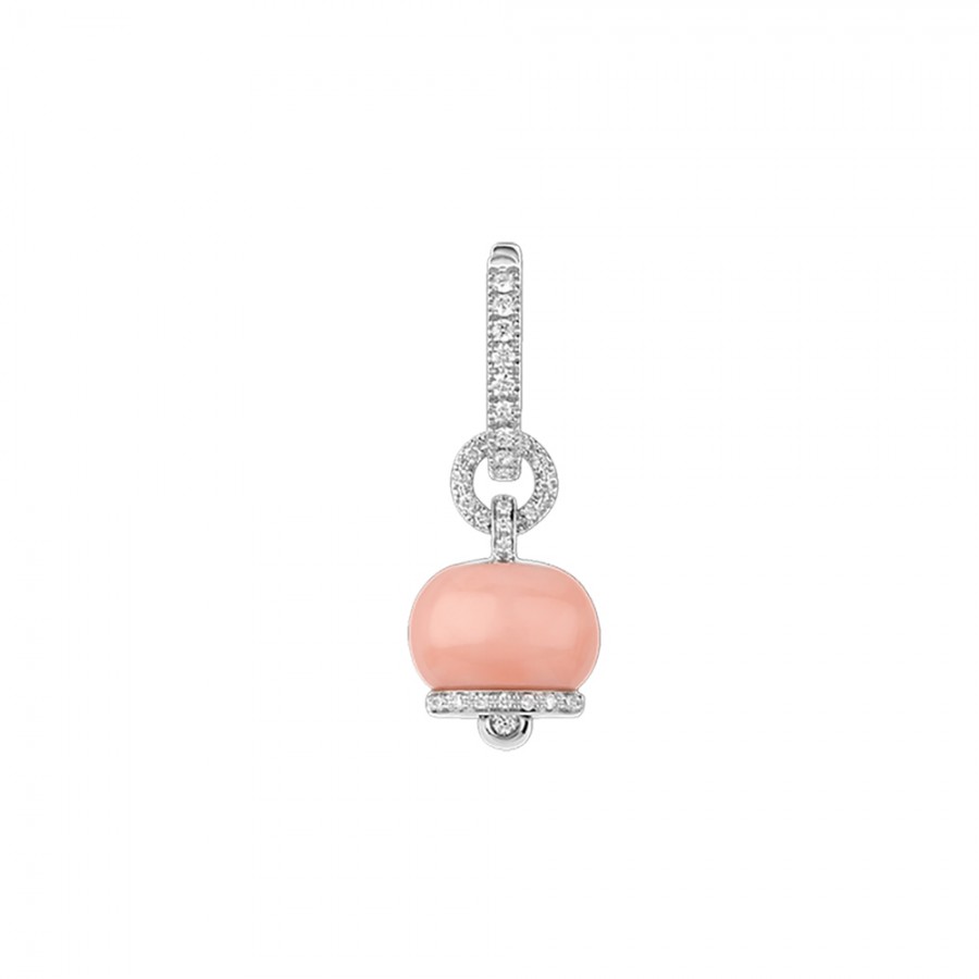 Orecchino Chantecler campanella piccolo in oro bianco diamanti e corallo rosa ref. 30958