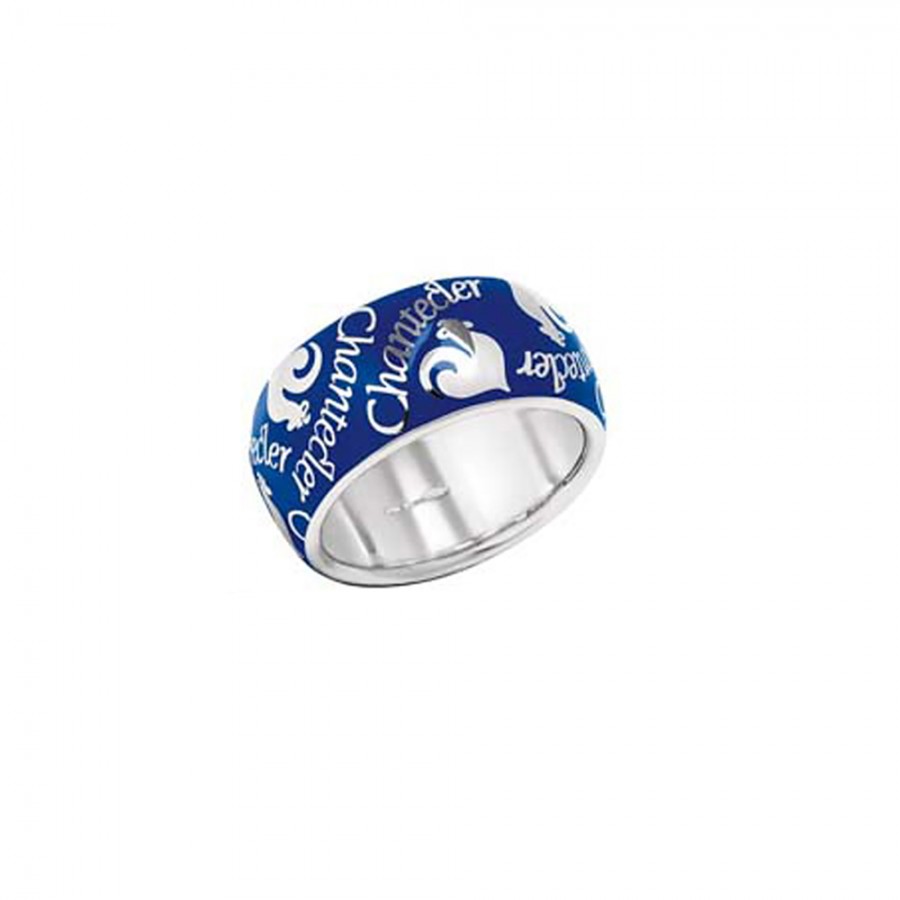 Anello a fascia media Chantecler in argento e smalto blu ref. 32107