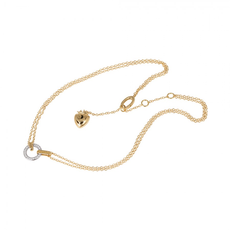 Collana 45 cm in oro giallo con cerchio Diamanti bianchi e scudo traforato